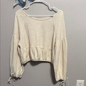Aerie Cream Long Sleeve Top
